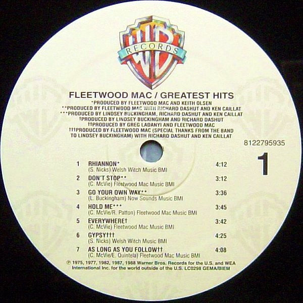 Image of Label Cover of LP - NEW/NEW - FLEETWOOD MAC, Greatest Hits (Warner; 8122795935, Europe 2020 Reissue, Inner), , This record was a stalwart of every decent album collection in the early 1970s as it represented the first greatest hits package from Fleetwood Mac, covering the period from the band's beginning in 1968 through to 1971. Fleetwood Mac in their original incarnation were led by guitarist Peter Green and were leaders of the second British Blues boom of the late 1960s. Fleetwood Mac enjoyed sev