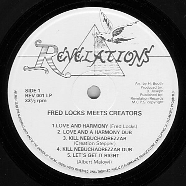 Image of Front Cover of 3624336E: LP - FRED LOCKS AND THE STEPPERS, Kill Nebuchadnezzar King Of Babylon (Fred Locks Meets Creators) (Revelations; REV001, UK 1978) Plain sleeve. Covered in marks, plays crackly.  /G