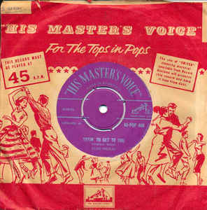 Image of Front Cover of 7" - VG+/VG - ELVIS PRESLEY, Lawdy Miss Clawdy / Tryin' To Get To You (HMV Purple With Silver Writing; 45-POP 408, UK 1957, Company Sleeve), Strong VG, Writing On Front Sleeve And Label,  - 3326172E