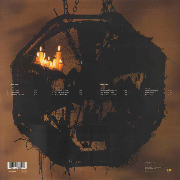 Image of Back Cover of 2xLP - VG/VG+ - THE CONGOS, Heart of the Congos (Blood & Fire; BAFLP 009, UK 1996 Reissue, Gatefold), Shiny disc, light lines only. Edgewear on sleeve, creases, still looks decent.,  - 3026218E