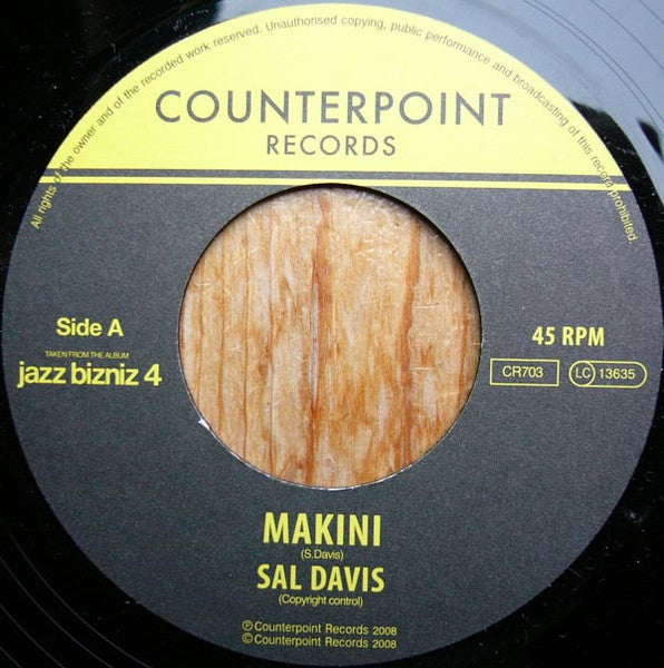 Image of Front Cover of 7" - /EX - SAL DAVIS / JEFF RESNICK, Makini / Glass (Counterpoint Records; CRS703, UK 2008), ,  - 2956083S