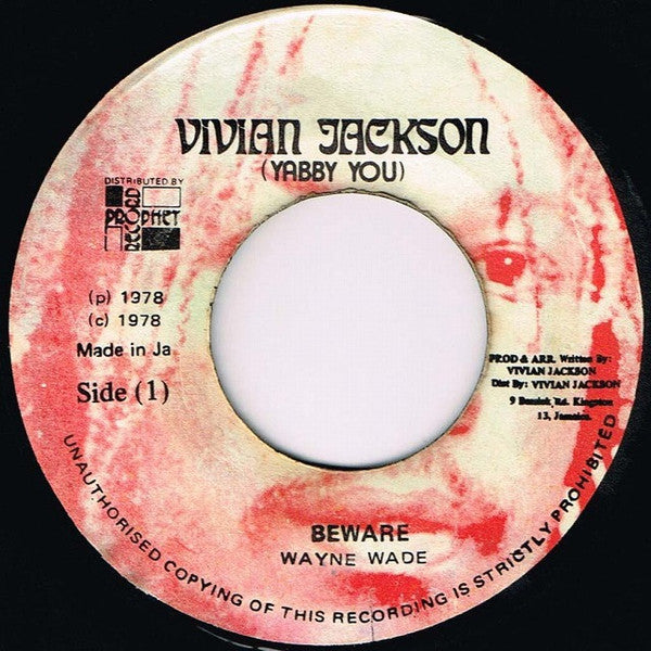 Image of Front Cover of 7" - /G+ - WAYNE WADE, Beware (Vivian Jackson; , Jamaica 1978), Lots of light marks, plays above grade. Label wear.,  - 0216102C