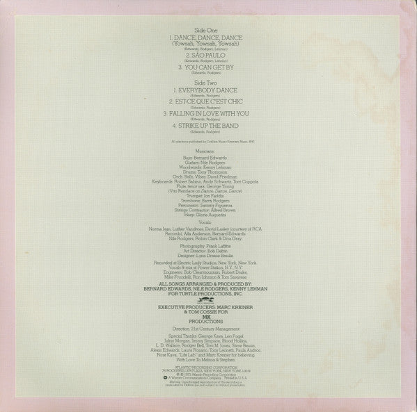 Image of Back Cover of LP - VG+/VG - CHIC, Chic (Atlantic; SD 19153, US 1977, Presswell Pressing), Light hairlines,  - 3826048E