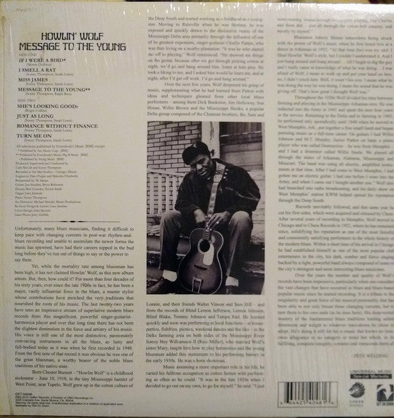 Image of Back Cover of LP - VG+/VG - HOWLIN' WOLF, Message To The Young (Cadet Club; GET54046LP, US 2012 Reissue), Paper scuffs, hairlines. Corner wear.,  - 2926318E