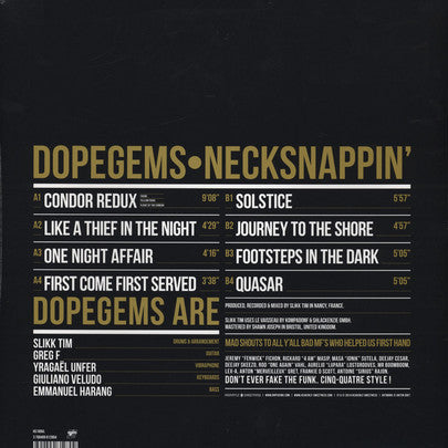 Image of Back Cover of 0526048E: 2xLP - DOPEGEMS, Necksnappin' (Heavenly Sweetness; HS100VL, France 2014, Picture Sleeve, Includes 7", still in shrink wrap but not sealed.)   VG/VG+