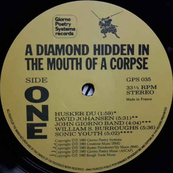 Image of Label Cover of 2224486E: LP - VARIOUS (BURROUGHS, COIL, SONIC YOUTH), A Diamond Hidden in the Mouth of a Corpse (Giorno; GPS033, Europe 1984, Gatefold, Insert)   VG/VG