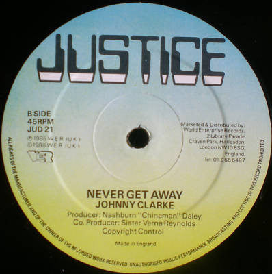 Image of Front Cover of 12" - /VG+ - JOHNNY CLARKE, Come Let Us Make It Up / Never Get Away (Justice; JUD 21, UK 1988), ,  - 3215545C