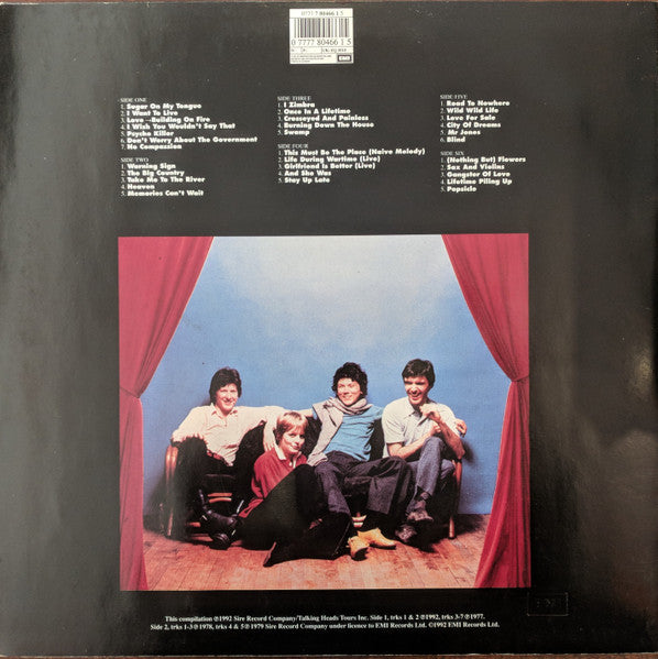 Image of Back Cover of 3xLP - VG/G+ - TALKING HEADS, Sand In The Vaseline - Popular Favorites 1976-1992 (EMI; 077778046615, Europe 1992, 3 Inners), Edge and Ring Wear,  - 3626261E