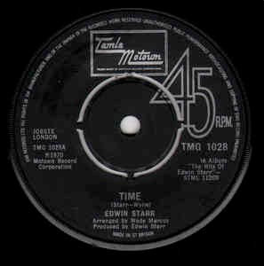 Image of Front Cover of 4724038E: 7" - EDWIN STARR, Time / Running Back And Forth (Tamla Motown; TMG 1028, UK 1976, 4 prong centre) Lots of marks on disc. Some light clicks on intro of both sides but strong when the tracks kick in.  /G+