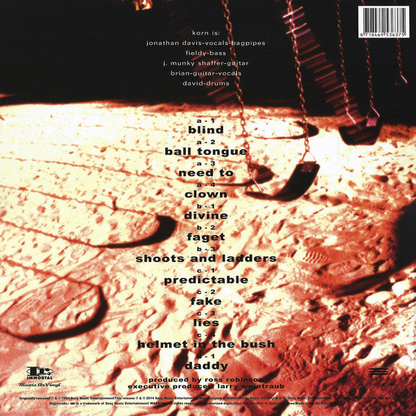 Image of Back Cover of 2xLP - NEW/NEW - KORN, Korn (Sony; MOVLP1157, Europe 2014 Reissue, Insert), ,  - 1336417E