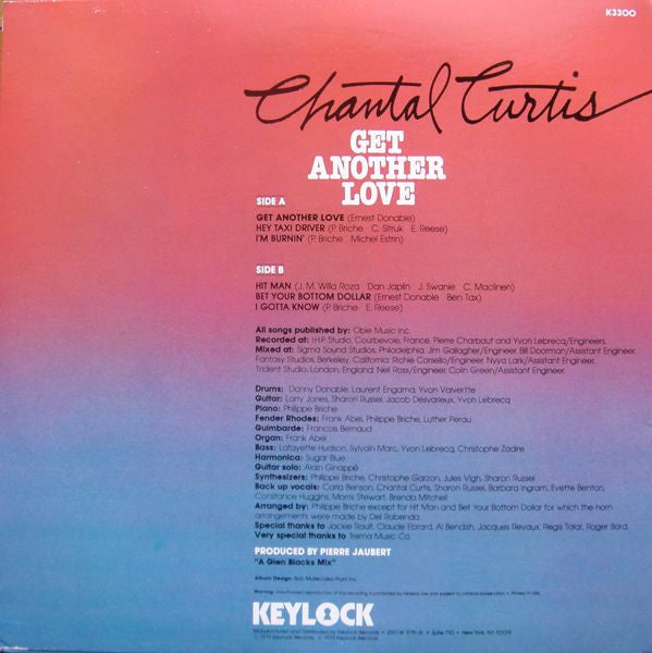 Image of Back Cover of LP - VG/VG+ - CHANTAL CURTIS, Get Another Love (Keylock; K3300, US 1979, White Label Promo), Multiple light creases on edge of sleeve.,  - 3346062S