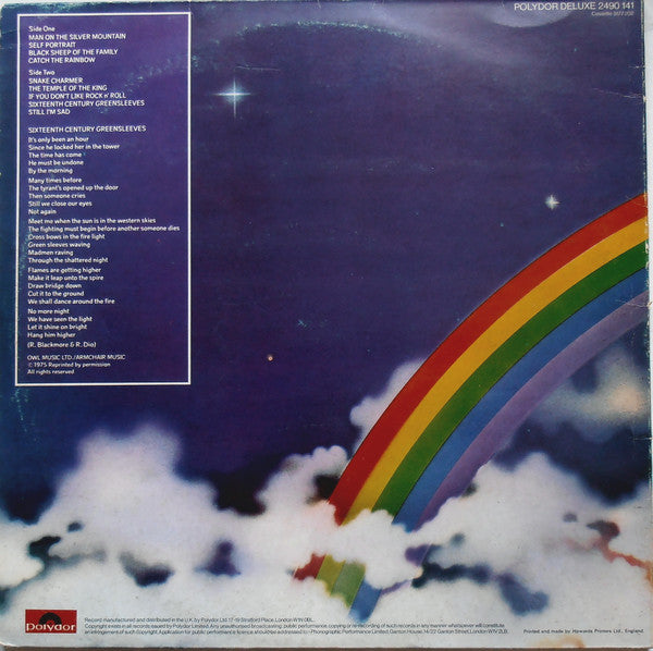 Image of Back Cover of LP - VG/VG - RITCHIE BLACKMORE'S RAINBOW, Ritchie Blackmore's Rainbow (Oyster Red Label; 2490141, UK 1978 Reissue, Polydor Sleeve), ,  - 3726342E