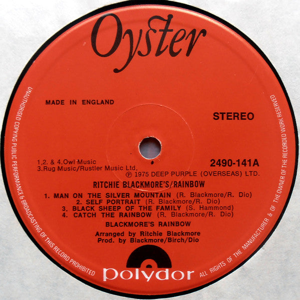 Image of Label Cover of LP - VG/VG - RITCHIE BLACKMORE'S RAINBOW, Ritchie Blackmore's Rainbow (Oyster Red Label; 2490141, UK 1978 Reissue, Polydor Sleeve), ,  - 3726342E