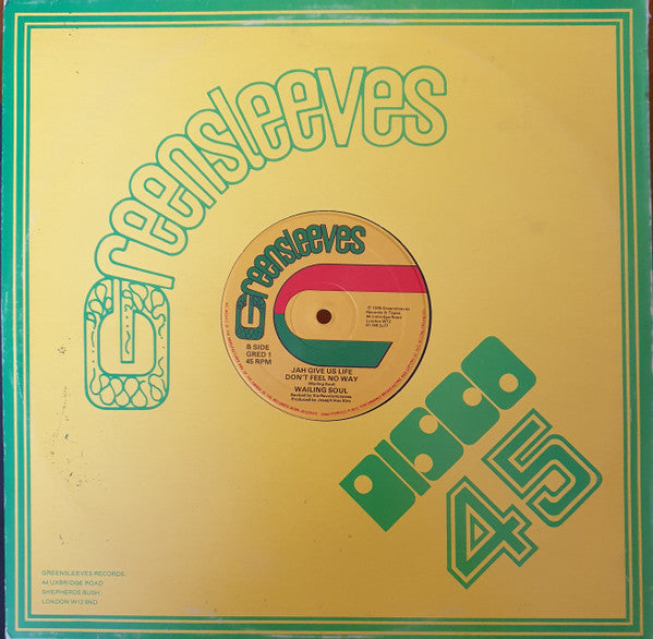 Image of Back Cover of 12" - G+/G+ - WAILING SOULS & RANKING TREVOR, War / Jah Give Us Life Don't Feel No Way (Greensleeves Records; GRED 1, UK 1978, Company Sleeve), Lots of marks, plays above grade. Clean labels. Sleeve still looks ok.,  - 2516413C