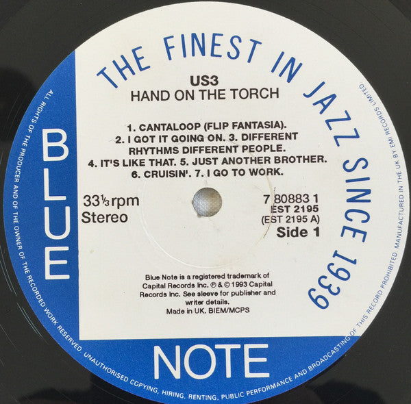 Image of Label Cover of 2314354C: LP - US3, Hand on the Torch (Blue Note; 0777 7 8083 1 8, UK 1993, Inner) Disc has light marks only. Strong VG. Sleeve is in great nick!  VG+/VG