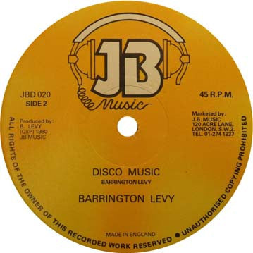 Image of Label Cover of 12" - /G+ - BARRINGTON LEVY, Sunday School /  Disco Music (JB Music; JBD 020, UK 1980, Company Sleeve), Light marks only, plays VG.,  - 3646042S