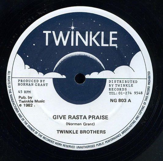 Image of Front Cover of 4724394E: 12" - TWINKLE BROTHERS, Give Rasta Praise / Can't Change Again (Twinkle Music; NG 803, UK 1982)   /VG+