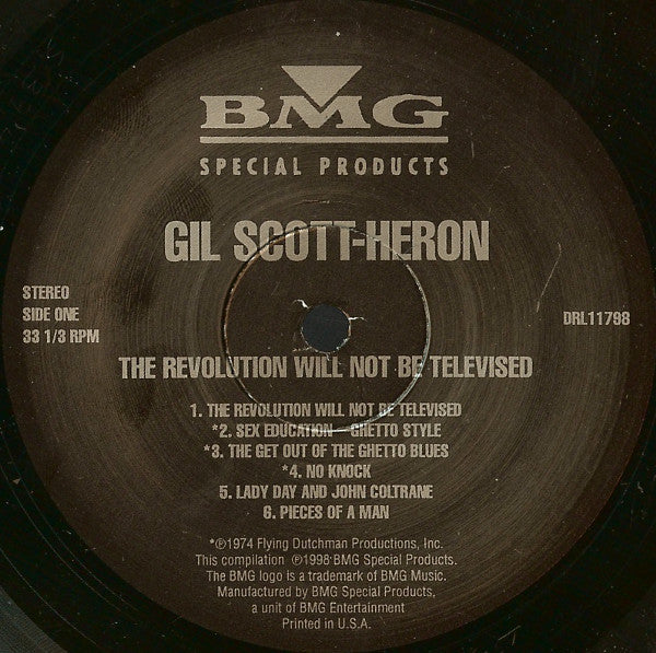 Image of Label Cover of LP - VG+/VG+ - GIL SCOTT-HERON, The Revolution Will Not Be Televised (BMG ; DRL11798, US 1998 Reissue, Gatefold, 180 Gram Vinyl), Disc close to EX,  - 3626058E