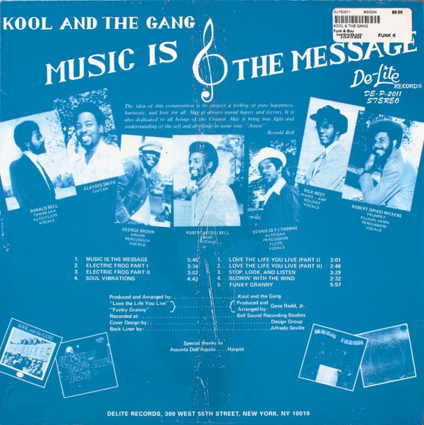 Image of Back Cover of LP - VG+/VG+ - KOOL & THE GANG, Music Is the Message (De-Lite; DE2011, US 2000s Reissue), Strong VG+, sleeve still in opened shrinkwrap.,  - 2546271S