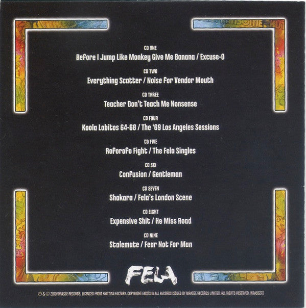 Image of Back Cover of 2934061E: 9xCD - FELA KUTI, Fela Anikulapo Kuti Box Set 2 (Knitting Factory; WRASS271, UK 2010, Box Set, Booklet & Inners)   VG+/EX