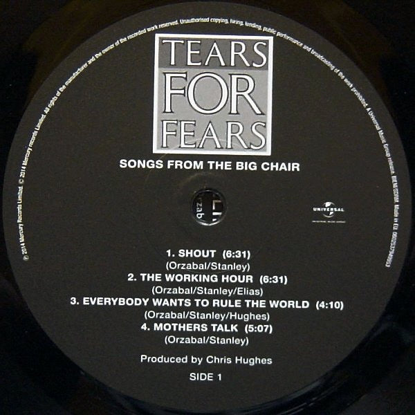 Image of Label of 1414286C: LP - TEARS FOR FEARS, Songs From The Big Chair (Mercury; 3794995, Europe 2022 Reissue, Inner, 180 Gram Vinyl)   NEW/NEW