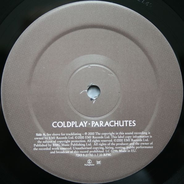 Image of Label Cover of LP - VG+/VG - COLDPLAY, Parachutes (Parlophone; 7243 5 27783 1 7, Europe 2000, Inner), Vinyl has some light marks, nothing that effects play. Sleeve in really nice condition.,  - 4016048C