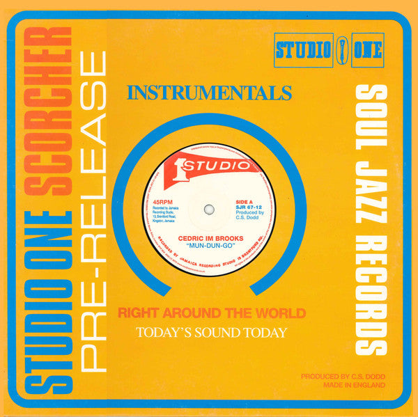 Image of Front Cover of 0316356C: 12" - CEDRIC IM BROOKS / SOUND DIMENSION, Mun-Dun-Go / Heavy Rock (Soul Jazz; SJR 67-12, UK 2002, Company Sleeve) Lighter marks / scuffs only on record. Sleeve worn with split at corner, creasing and stains  G+/G+