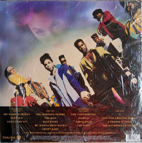 Image of Back Cover of 2xLP - VG+/VG - PRINCE AND THE NEW POWER GENERATION, Love Symbol (Paisley Park; 9362-45037-1, Europe 1992, 2 Inners, Hype Sticker), Discs have some light marks. Sleeve is nicely intact with hype sticker.,  - 3516353C