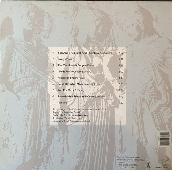 Image of Back Cover of LP - VG/VG - BILL EVANS TRIO, Consecration 1 (Timeless; SJP 331, Netherlands 1990, Picture Sleeve), Strong VG,  - 1826382E