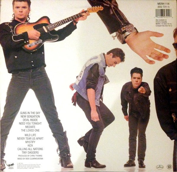 Image of Back Cover of 5114319C: LP - INXS, Kick (Mercury; MERH 114, UK 1987, Gatefold, Inner, Mastered by DB, TY1) Hype stickered sleeve.  VG/G+