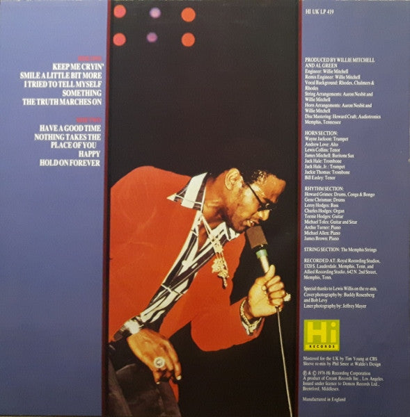 Image of Back Cover of LP - VG/VG - AL GREEN, Have A Good Time (Hi; HI UK LP 419, UK 1986 Reissue), ,  - 3626374E