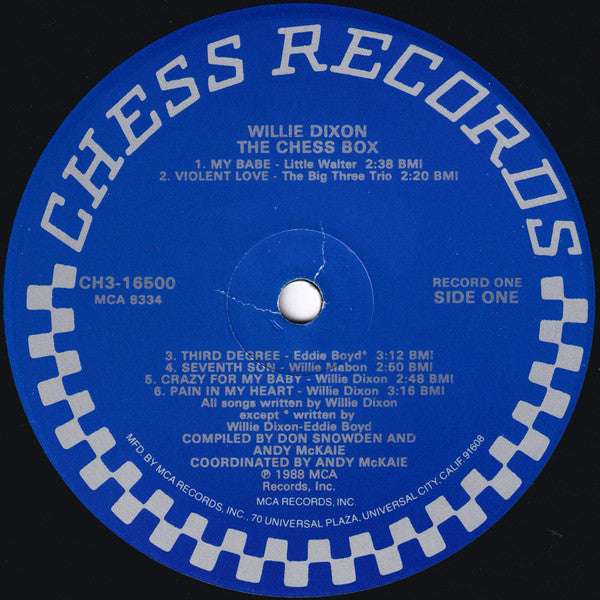 Image of Label Cover of 3xLP - VG/VG+ - WILLIE DIXON, Chess Box (Chess; CHD3-16500, US 1990 Reissue, Box Set, Booklet), Discs are clean but a bit dished - plays fine. Box has a few light knocks here and there.,  - 2416041C