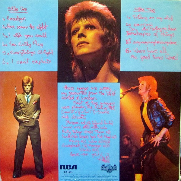 Image of Back Cover of LP - VG/VG+ - DAVID BOWIE, Pinups (RCA Victor Orange with Stereo Text; RS1003, UK 1973, Insert, Not Dynaflex - Canadian Contract Pressing), ,  - 3546002S