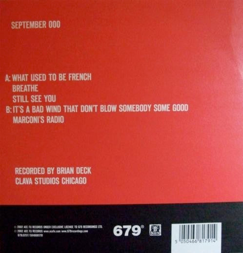 Image of Front Cover of 3023193E: 12" EP - SECRET MACHINES, September 000 (679 Recordings; 679L025, UK 2002, Stickered Plastic Sleeve, Insert, Blue Vinyl) Disc Has Become Fogged From Plastic Sleeve, Causes surface noise   VG+/VG