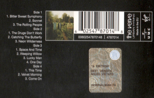 Image of Back Cover of 2xLP - VG+/VG+ - THE VERVE, Urban Hymns (Virgin EMI Records; 4787014, Europe 2016 Reissue, 2 Inners, 180 Gram Vinyl, Band Side Labels & RIM Text), ,  - 3846249S