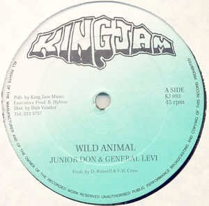 Image of Front Cover of 4823040E: 12" - JUNIOR DON & GENERAL LEVI, Wild Animal / Version (King Jam; KJ 093, UK 1990s, Plain Sleeve)   /VG+