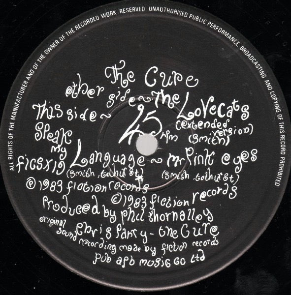 Image of Label Cover of 12" - VG+/VG - THE CURE, The Love Cats (Fiction Records; ficsx 19, UK 1983, Picture Sleeve), ,  - 3226161E