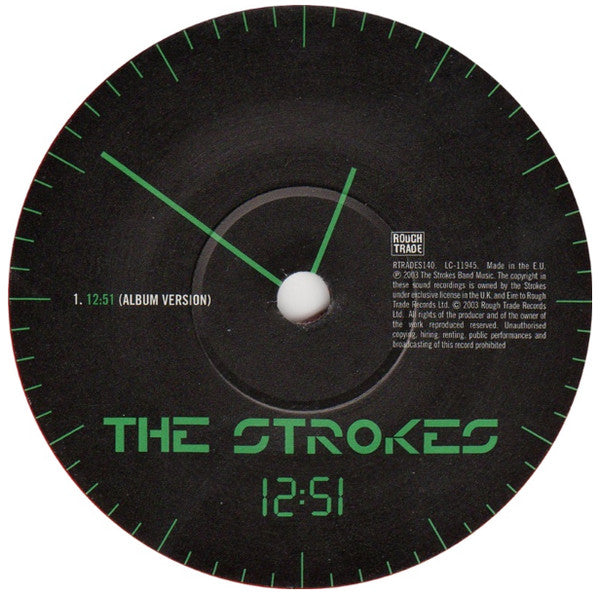 Image of Label Cover of 4624098E: 7" - THE STROKES, 12:51 (Rough Trade; RTRADES140, UK 2003, Picture Sleeve, Red Vinyl) Sticker Damage To Sleeve  VG/VG