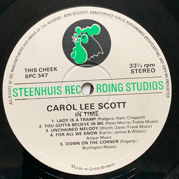 Image of Label Cover of 3024055E: LP - CAROL LEE SCOTT, In Time (Steenhuis; SPC 347, UK 1974, Laminated Sleeve, GROTBAGS) Signed On Rear, Strong VG+ Throughout  VG+/VG+