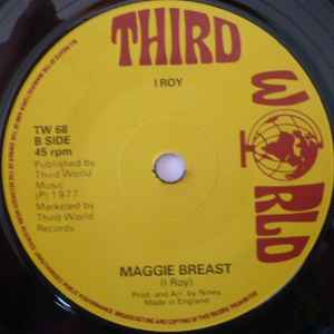 Image of Back Cover of 5113077C: 7" - DENNIS BROWN / I ROY, Wolf & Leopard / Maggie Breast (Third World; TW68, UK 1977, Plain Sleeve, Observer Production) Light marks only. WOL.  /VG