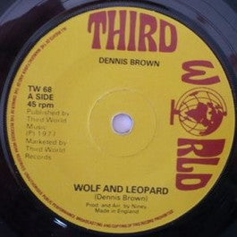 Image of Front Cover of 5113077C: 7" - DENNIS BROWN / I ROY, Wolf & Leopard / Maggie Breast (Third World; TW68, UK 1977, Plain Sleeve, Observer Production) Light marks only. WOL.  /VG