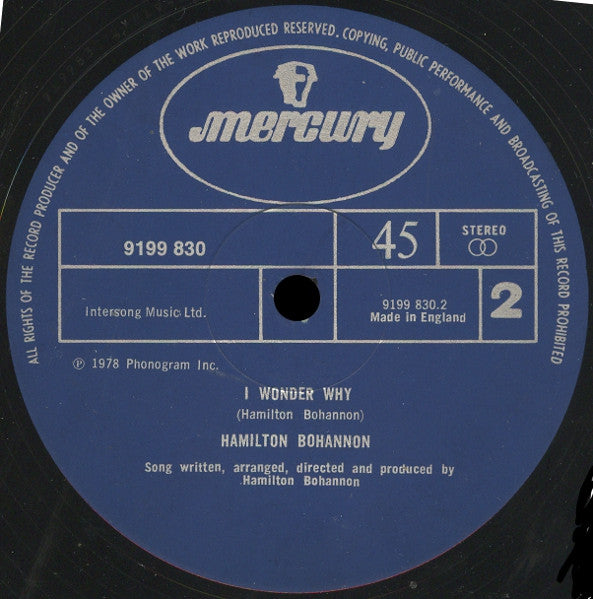 Image of Label of 5023359E: 12" - HAMILTON BOHANNON, Let's Start The Dance / I Wonder Why (Mercury; 9199 830, UK 1978, Company Sleeve)   VG+/VG+