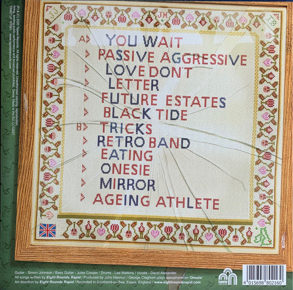 Image of Back Cover of 5023440E: LP - EIGHT ROUNDS RAPID, Love Your Work (Tapete Records; TR467, Germany 2020, Inner) Strong VG, Press Release, Hype/Promo Sticker On Front Sleeve  VG+/VG