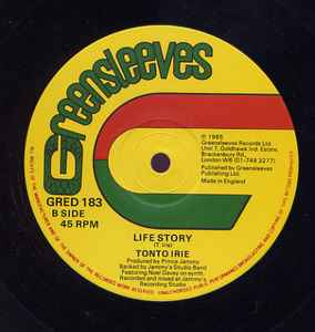 Image of Back Cover of 5023309E: 12" - WAYNE SMITH & TONTO IRIE, Ickie All Over/ Life Story (Greensleeves; GRED183, UK 1985, Company Sleeve) Ligt marks only. Slight ring wear to comapny sleeve.  VG/VG