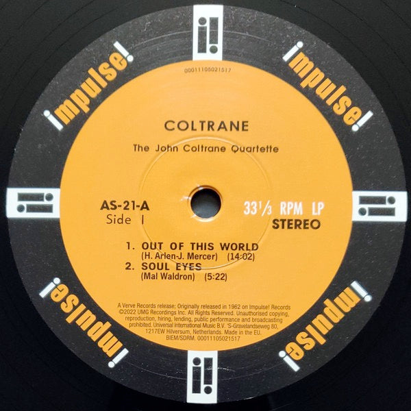 Image of Label of 0114153C: LP - THE JOHN COLTRANE QUARTET, Coltrane (Impulse! ; 00011105021517, Worldwide 2022, Gatefold)   NEW/NEW