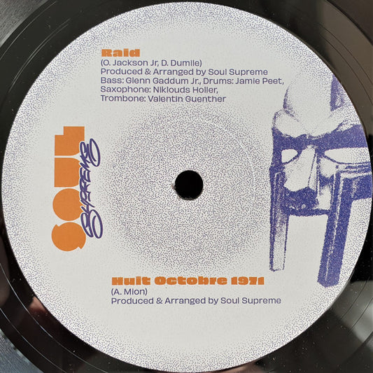 Image of Front Cover of 2753096S: 7" - SOUL SUPREME, Raid / Huit Octobre 1971 (Soul Supreme Records; SSR45002, Netherlands 2021, Plain sleeve)   /VG+