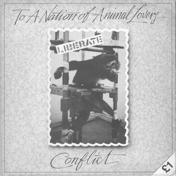 Image of Front Cover of 5213009C: 7" - CONFLICT, To A Nation Of Animal Lovers (Corpus Christi; Christ It's 4, UK 1983, Gatefold, Inverted Labels) Small sticker damage.  VG/VG