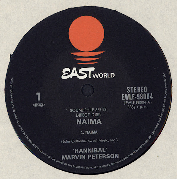 Image of Front Cover of 5023249E: LP - HANNIBAL MARVIN PETERSON, Naima (Eastworld; EWLF-98004, Japan 1978, Plain Sleeve) Light Marks only. Plain white 12" sleeve.  /VG
