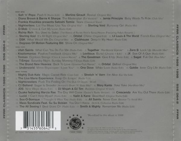 Image of Back Cover of 5053249S: 3xCD - VARIOUS, FFRR Classics 1988 - 1998 (FFRR; 556 064-2, UK 1998)   VG+/VG+