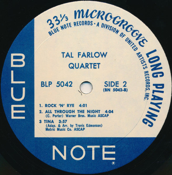 Image of Label of 5023420E: 10" - THE TAL FARLOW QUARTET, Tal Farlow Quartet (Blue Note; BLP 5042, US 1975 Reissue, Pasteback Sleeve, Mono)   VG+/VG